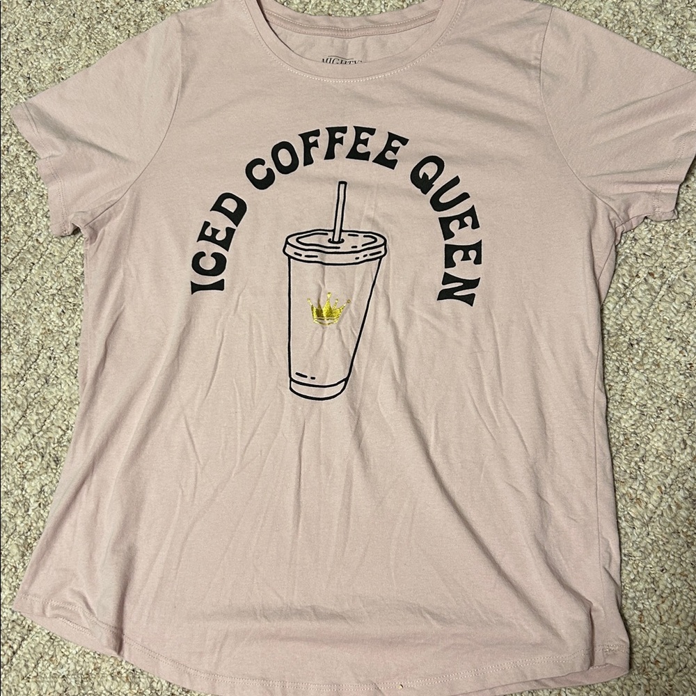 Mighty Fine “Iced Coffee Queen” Graphic Tee – Pink, Large, Excellent Condition - Picture 4 of 7